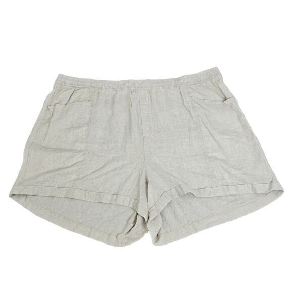 Old Navy Linen Shorts Womens Plus Size 4X Beige High Rise Pockets Stretchy NEW - Picture 1 of 10